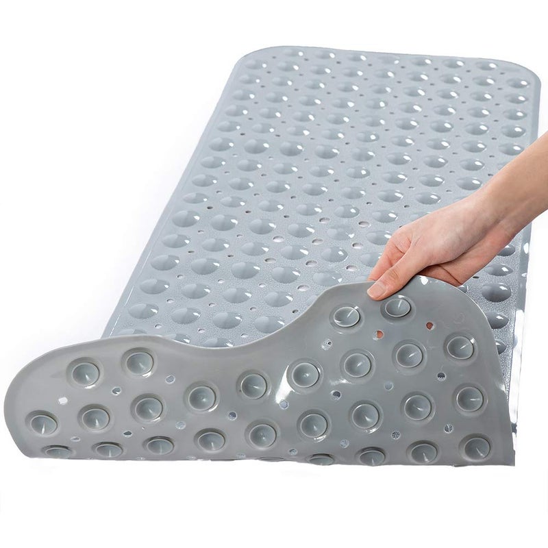 TreeBud Bathtub Mats for Shower Tub Non-Slip Bath Mat 39 x 16 Inch Extra Long Shower Mat, Bath Tub Mat for Bathroom with Machine Washable, BPA Free for Kids (Gray) - Image 2